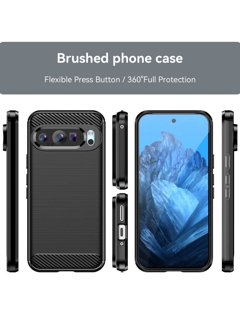 يوارب كينج غطاء هاتف سليم فيت مع امتصاص الصدمات ، حافظة واقية من المطاط من ألياف الكربون TPU ل GOOGLE PIXEL 9 / GOOGLE PIXEL 9 Pro أسود - Image 2