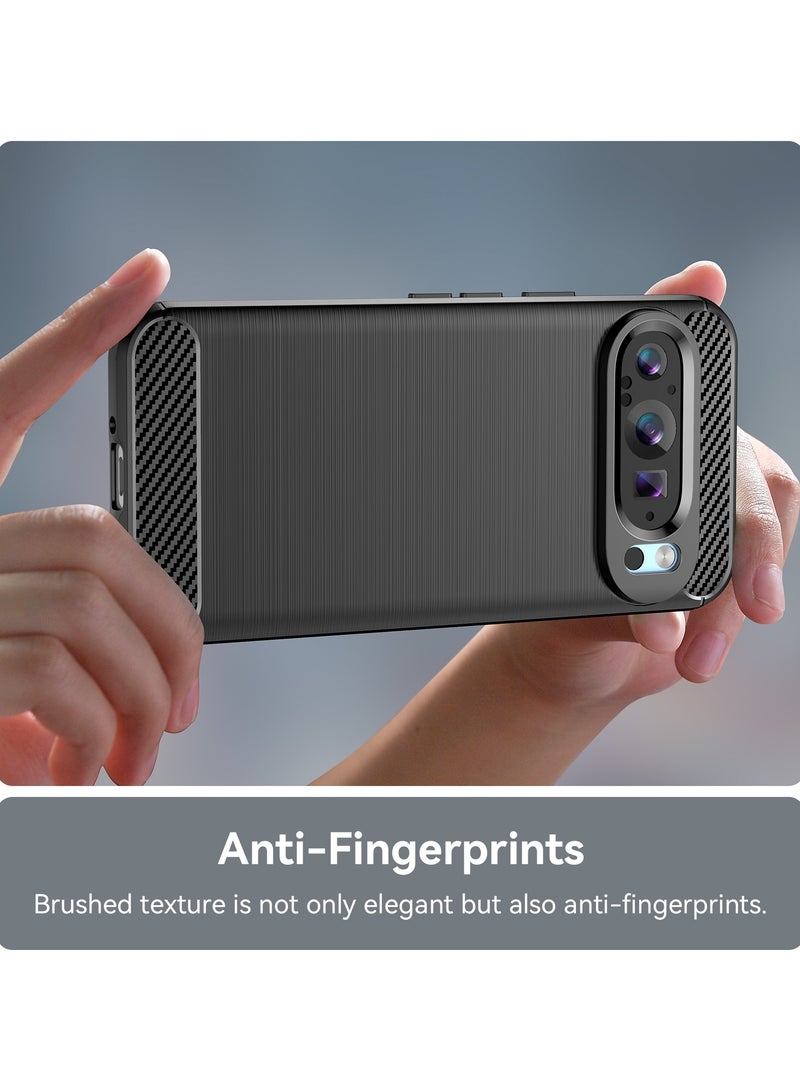 يوارب كينج غطاء هاتف سليم فيت مع امتصاص الصدمات ، حافظة واقية من المطاط من ألياف الكربون TPU ل GOOGLE PIXEL 9 / GOOGLE PIXEL 9 Pro أسود - Image 5