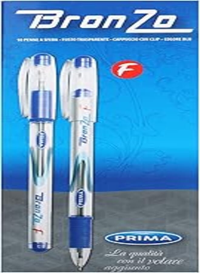 PRIMA قلم حبر جاف بريما برونزو رفيع - عبوة من 10 قطع - أزرق