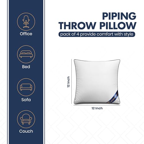 Utopia Bedding Throw Pillow Inserts (Pack of 4, White), 12 x 12 Inches Decorative Indoor Pillows for Sofa, Bed, Couch, Cushion Sham Stuffer - Image 2