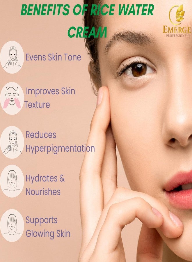 Emerge Professional Rice Water Cream - Korean Skincare Inspired Face Moisturizer for Dry, Dull Skin - Brightening & Smoothing Formula - Image 2