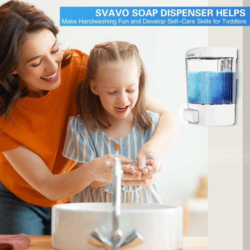 SVAVO موزع صابون مثبت على الحائط SVAVO للمطبخ والحمام موزع صابون يدوي قابل لإعادة التعبئة لموزع الصابون السائل حجرة شامبو جل للاستخدام المنزلي والتجاري 23.7 أونصة (700 مل) ABS - Image 5