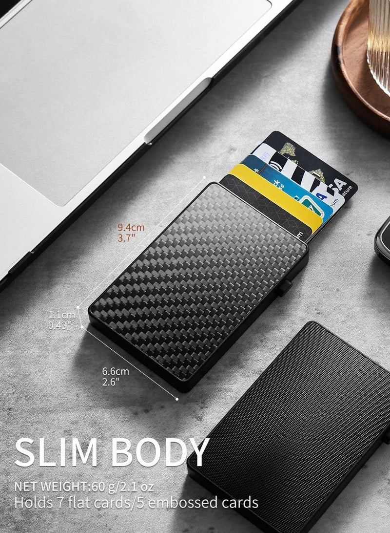 SOLARAE Card Wallet Pop-Up Card Wallet for Men Minimalist Credit Card Holder Slim Carbon Fiber Wallet RFID Blocking(Carbon Fiber) - Image 5
