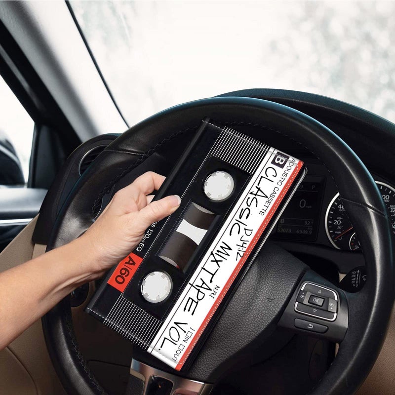 Mxfdegf Car Registration and Insurance Holder, Leather Car Glove Box Organizer, Cool Car Accessories for ID, Driver's License Cards & Essential Document, business cards, Men&Women, Retro Audio Cassette - Image 2