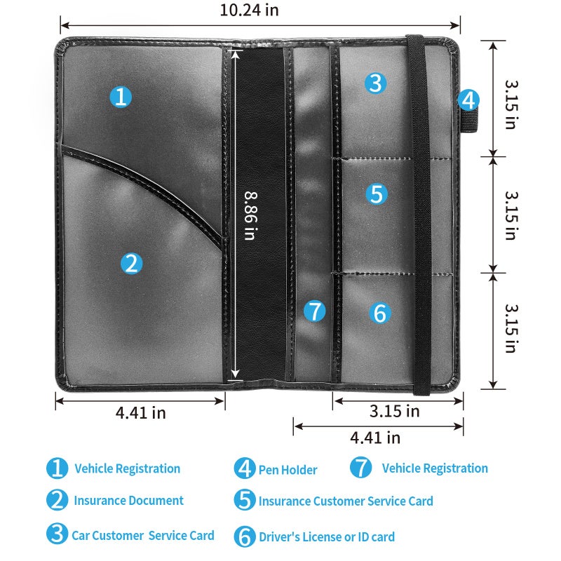 Mxfdegf Car Registration and Insurance Holder, Leather Car Glove Box Organizer, Cool Car Accessories for ID, Driver's License Cards & Essential Document, business cards, Men&Women, Retro Audio Cassette - Image 3