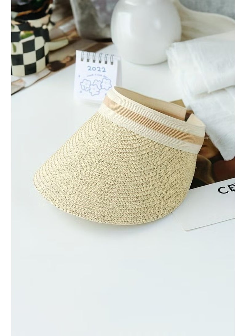 Bahels Straw Imported Luxury Beige Visor Hat Skull - Image 2