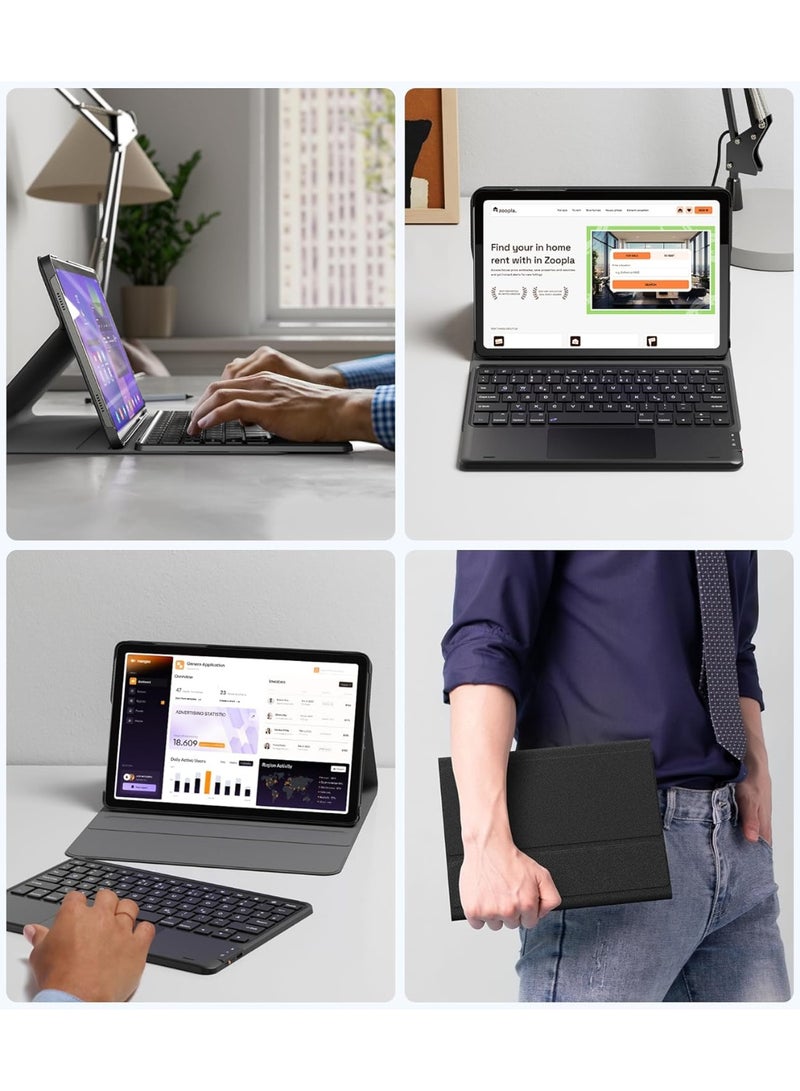 نيو حافظة لوحة مفاتيح ذكية مع لوحة لمس لجهاز Samsung Tab A9 Plus – حامل متعدد الزوايا، غطاء حماية رفيع مع حامل قلم S-Pen - Image 5