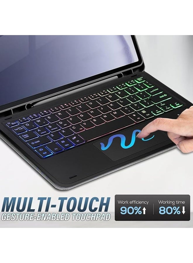 نيو حافظة لوحة مفاتيح ذكية مع لوحة لمس لجهاز Samsung Tab A9 Plus – حامل متعدد الزوايا، غطاء حماية رفيع مع حامل قلم S-Pen - Image 4