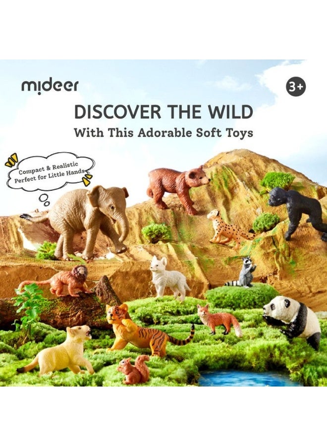 MiDeer Safari Animal Collectibles for Kids – 12 Piece Baby Safari Animal Figures Set with Educational Booklet, Hand Painted Wildlife Toys in Reusable Storage Jar, Educational Pretend Play Toy for Children Age 3+ - Image 2