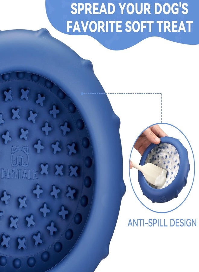وعاء لعق للكلاب، وعاء Bestalk Wobbly Freeze، لعبة ألغاز لتخفيف القلق وتشتيت الانتباه، مصنوع من السيليكون الخالي من مادة BPA، آمن للغسل في غسالة الأطباق (أزرق داكن، صغير) - Image 3