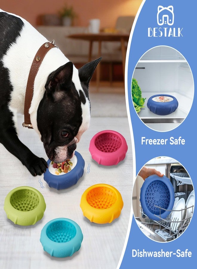 وعاء لعق للكلاب، وعاء Bestalk Wobbly Freeze، لعبة ألغاز لتخفيف القلق وتشتيت الانتباه، مصنوع من السيليكون الخالي من مادة BPA، آمن للغسل في غسالة الأطباق (أزرق داكن، صغير) - Image 4