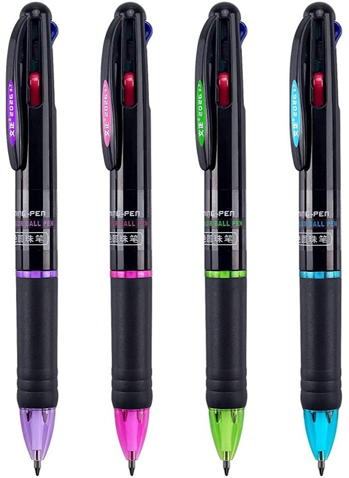 SYOSI 8Pcs Multicolor Ballpoint Pens, Retractable 4 in-1 Color Pens, 0.7mm Fine Tip Pens for Office School Supplies Planner Writing Diary Gift Pen - Image 2