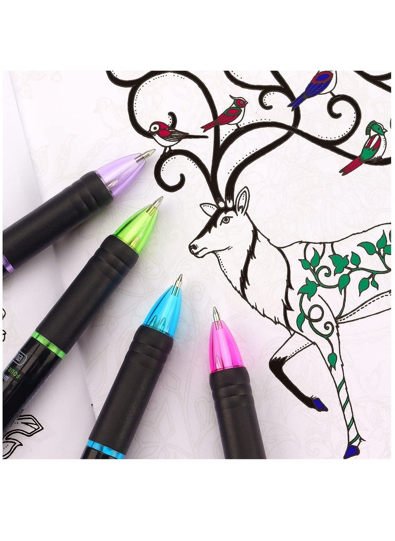 SYOSI 8Pcs Multicolor Ballpoint Pens, Retractable 4 in-1 Color Pens, 0.7mm Fine Tip Pens for Office School Supplies Planner Writing Diary Gift Pen - Image 5