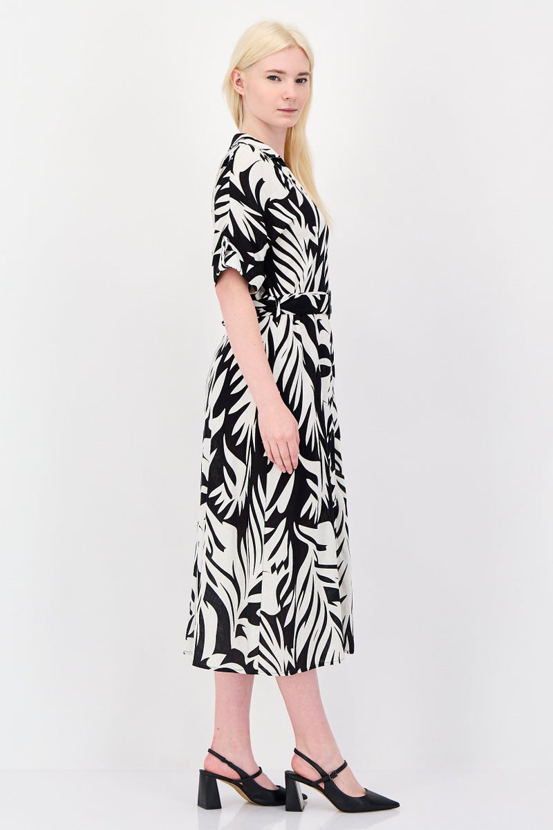 bebe Women Allover Print Midi Dress, Multicolor - Image 3