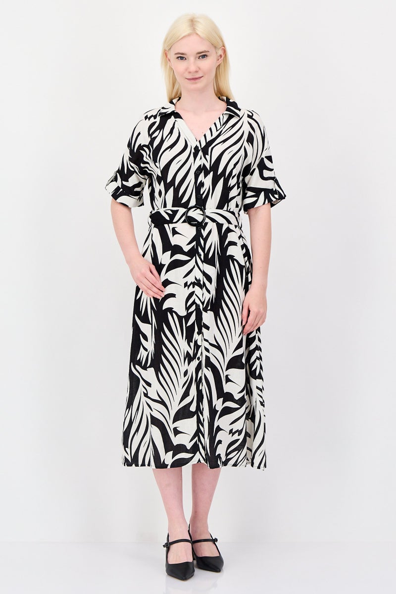 bebe Women Allover Print Midi Dress, Multicolor - Image 1