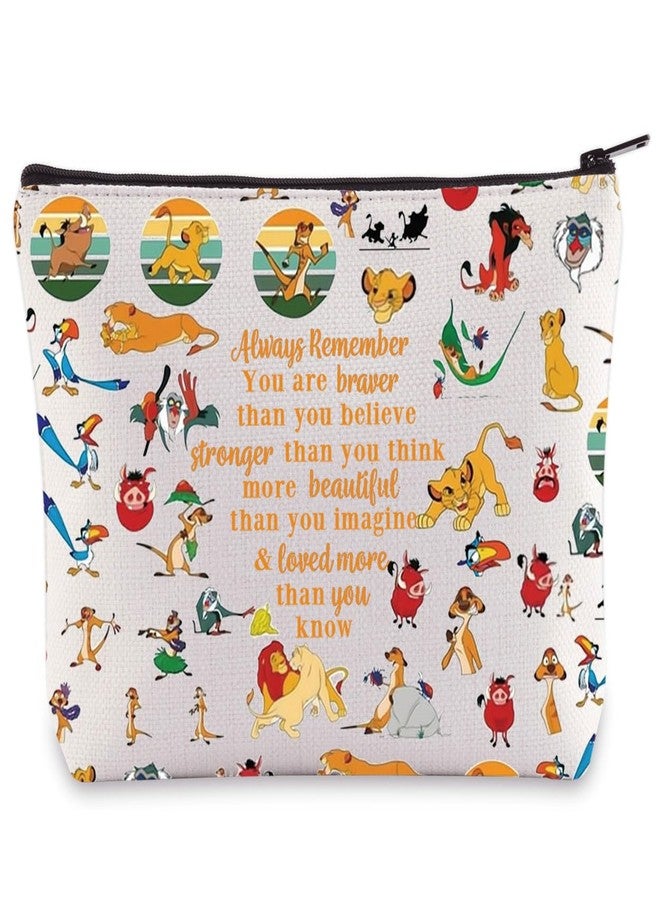 ليفلو حقيبة مكياج LEVLO على شكل أسد، هدية لمحبي الأسد الكرتوني، أنتِ أشجع وأقوى وأذكى مما تعتقدين، حقيبة بسحاب على شكل حيوان كرتوني (دائماً ممتلئة) - Image 1