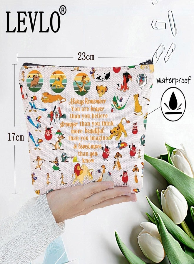 ليفلو حقيبة مكياج LEVLO على شكل أسد، هدية لمحبي الأسد الكرتوني، أنتِ أشجع وأقوى وأذكى مما تعتقدين، حقيبة بسحاب على شكل حيوان كرتوني (دائماً ممتلئة) - Image 2