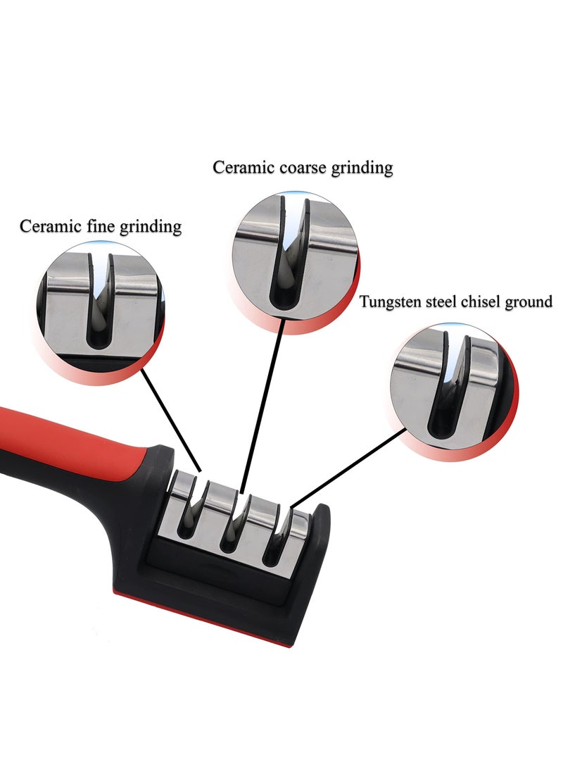 AAS ECOM 3 in 1 Knife Sharpener with 3 Stages, Handheld Knife Sharpener Helps Repair, Restore, Polish Blades, Including Straight, Serrated Blades and Scissors  - Image 2