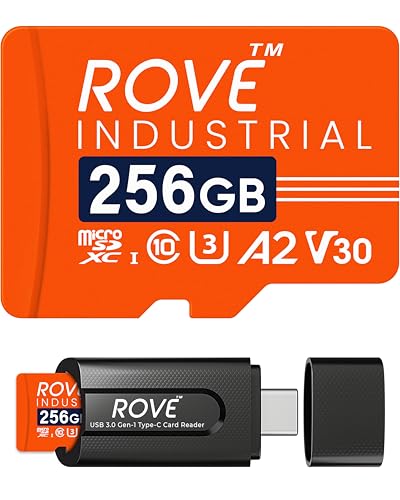 ROVE Industrial 256GB Micro SD Card with USB 30 Type C Card Reader High Endurance microSDXC Memory Card 100MBs Read Speed C10 U3 V30 4K A2 for Dash Cam Android Smart Phones Tablets Games - Image 1
