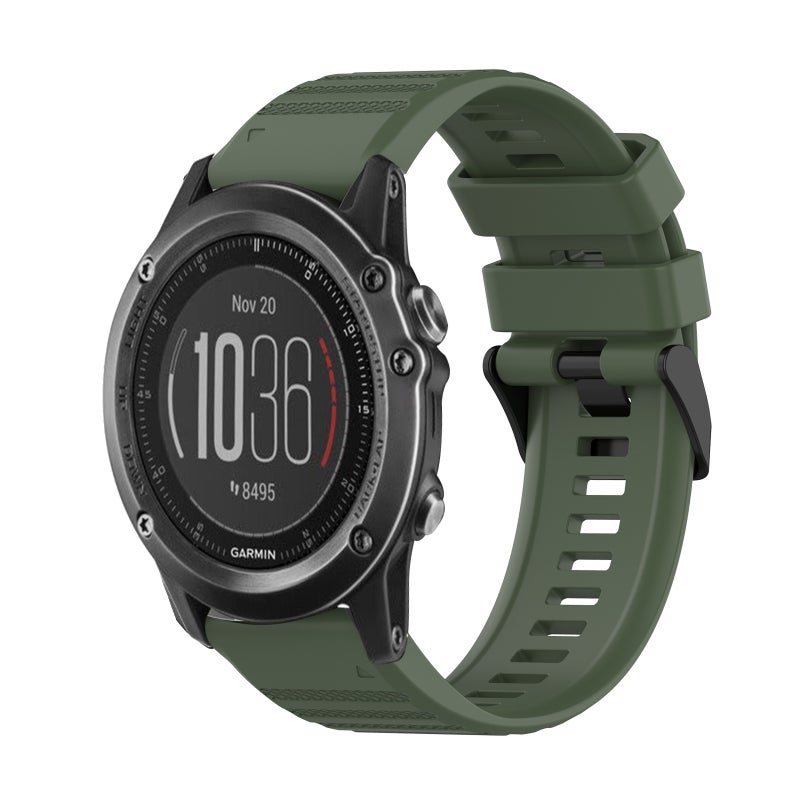 S-TOP For Garmin Fenix 3 Sapphire 26mm Horizontal Texture Silicone Watch Band with Removal Tool(Army Green) - Image 1
