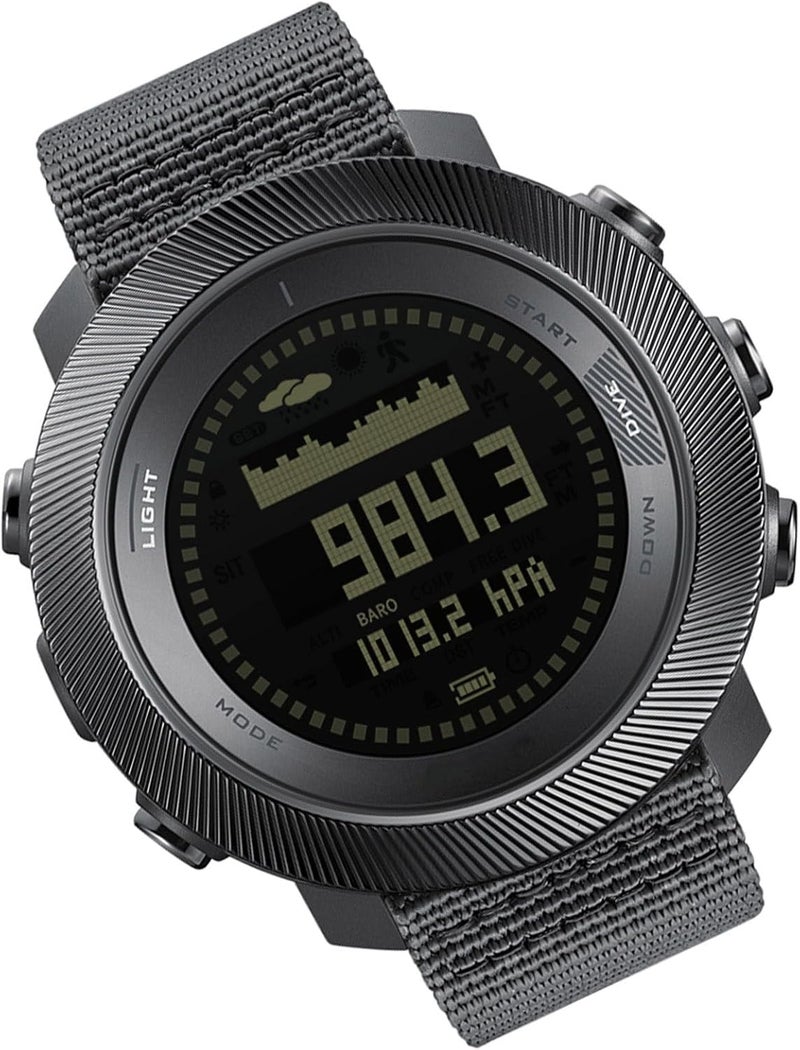 Focket Diving Watch, LED Backlight Night Display 100m Outdoor Watch, Sports with Barometer Thermometer Compass Altimeter for Diving Swimming Snorkeling Surfing Cycling - Image 2