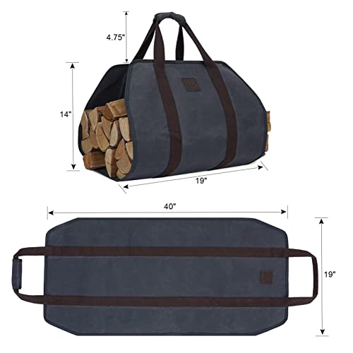 WILLOW WEAVE Canvas Firewood Log Carrier, Fireplace Log Carriers & Holders, Firewood Carrier, Wood Carrying Bag for Firewood, Grey Color - Image 5
