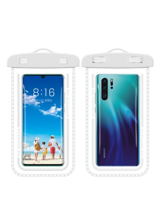 JCB CHIC 2Pcs Waterproof Phone Case Touch Screen ,Universal Swimming Dry Bag, Underwater Phone Protector Pouch Pv Cover For Phone Fit for up to7.2 inch,Versatile Phone Bag for Travel & Swimming(DDD7-2 white）  - Image 1