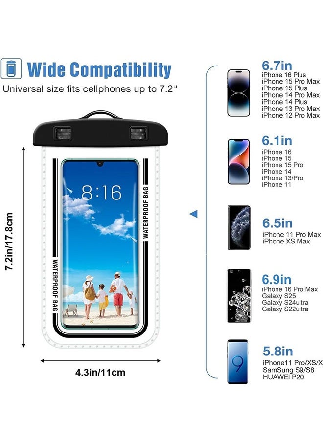 JCB CHIC 2Pcs Waterproof Phone Case Touch Screen ,Universal Swimming Dry Bag, Underwater Phone Protector Pouch Pv Cover For Phone Fit for up to7.2 inch,Versatile Phone Bag for Travel & Swimming(DDD7-2 white）  - Image 3