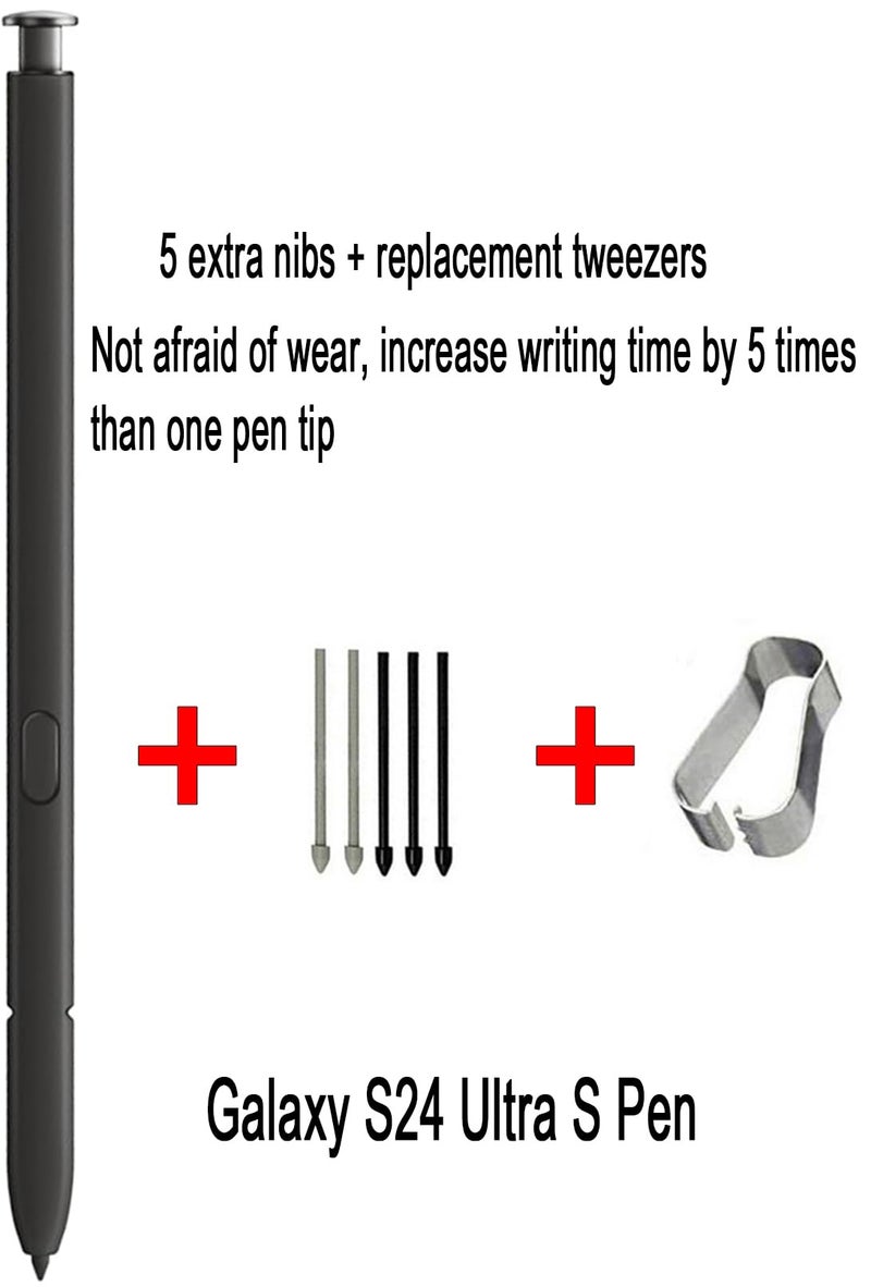 Befzygwk Galaxy S24 Ultra S Pen Replacement for Samsung Galaxy S24 Ultra 5G Touch Stylus Pen, 4096 Levels of Pressure Sensitivity S24 S Pen (Without-Bluetooth) Replacement + Tips/Nibs (Blcak) - Image 3
