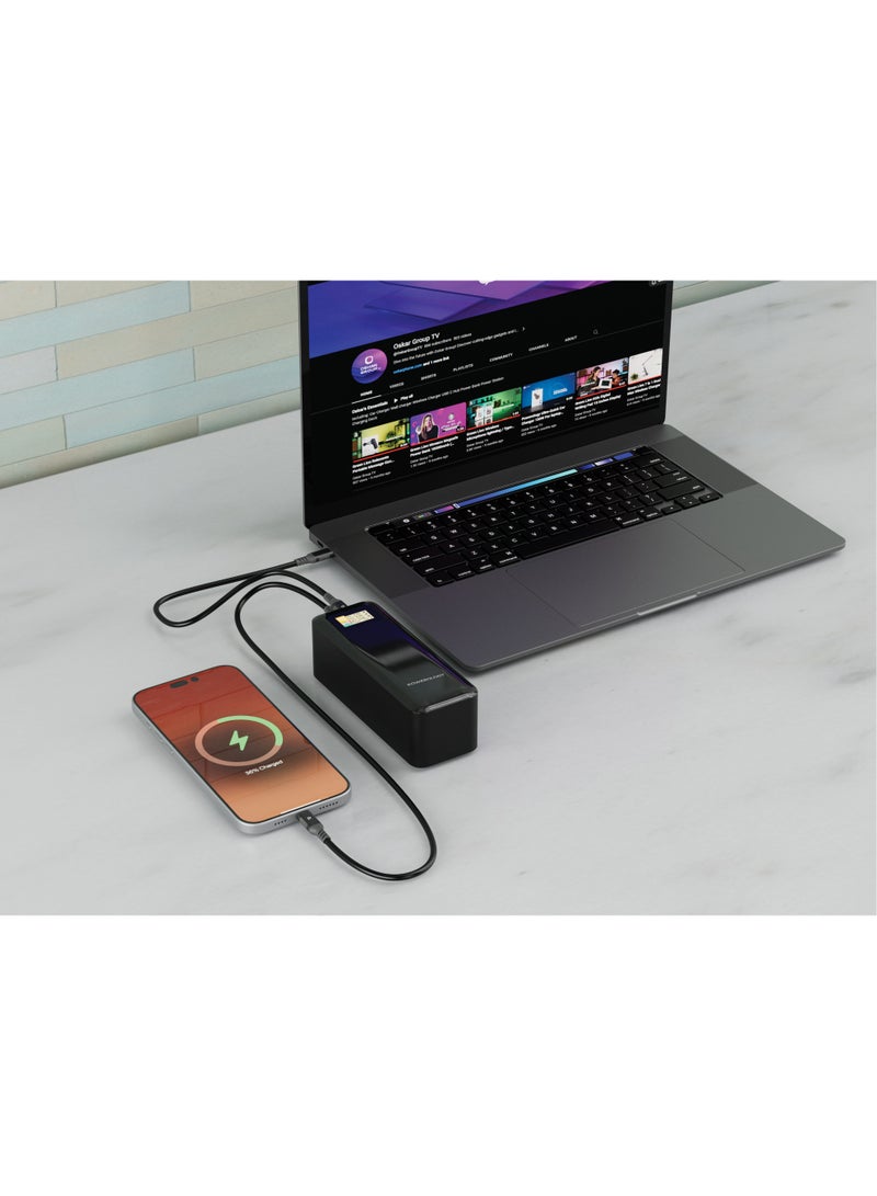 باورولوجي بنك طاقة بسعة 27000 مللي أمبير PD 140 واط للشحن السريع، شاحن محمول مع 2 منفذ USB-C ومنفذ USB-A، حزمة بطارية للشحن السريع مع شاشة رقمية ذكية لجهاز MacBook، iPad Pro، iPhone 17 Series، Galaxy S25U. - Image 2