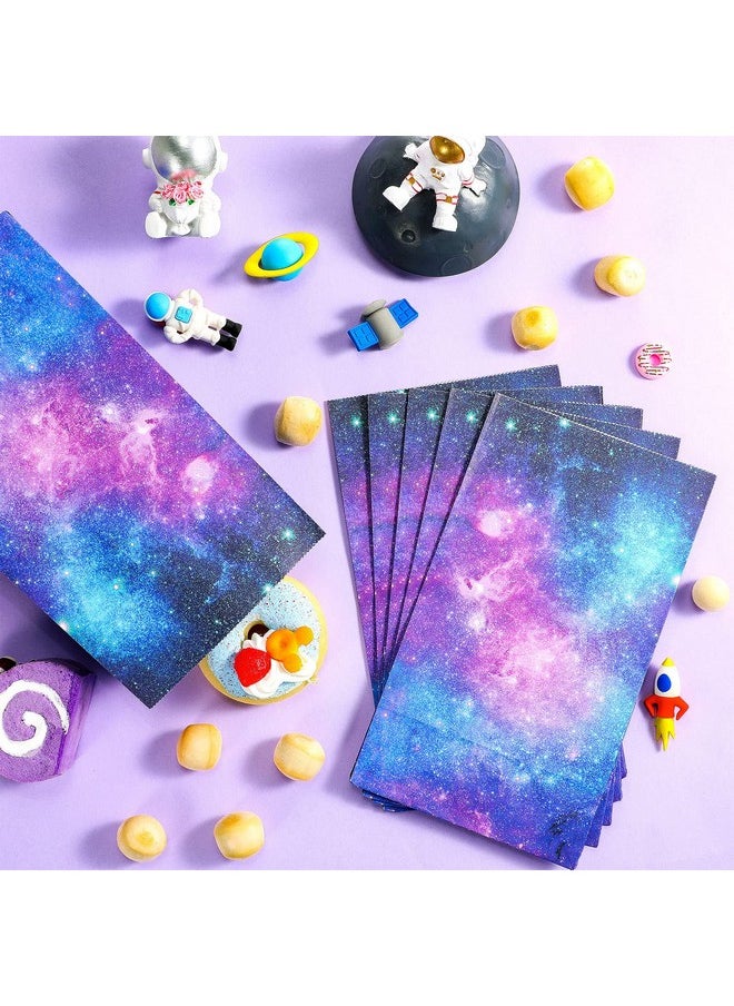 Containlol 28 Pack Galaxy Party Favor Paper Bags Space Galaxy Print Candy Favor Bags Goodie Popcorn Treat Bags Solar System Planet Present Wrapping Bags For Kids Birthday Space Galaxy Party Supplies  - Image 3