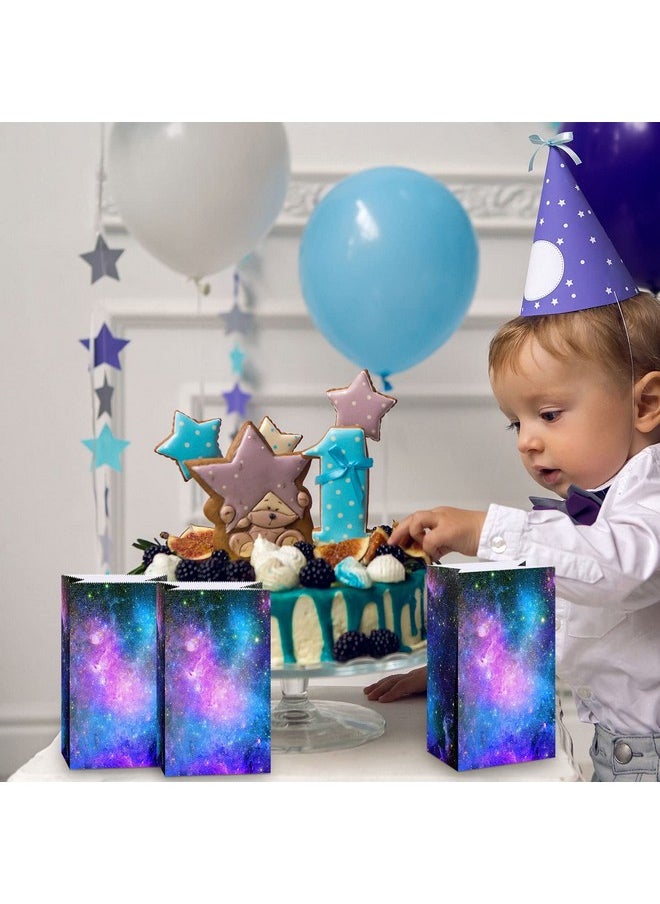 Containlol 28 Pack Galaxy Party Favor Paper Bags Space Galaxy Print Candy Favor Bags Goodie Popcorn Treat Bags Solar System Planet Present Wrapping Bags For Kids Birthday Space Galaxy Party Supplies  - Image 4