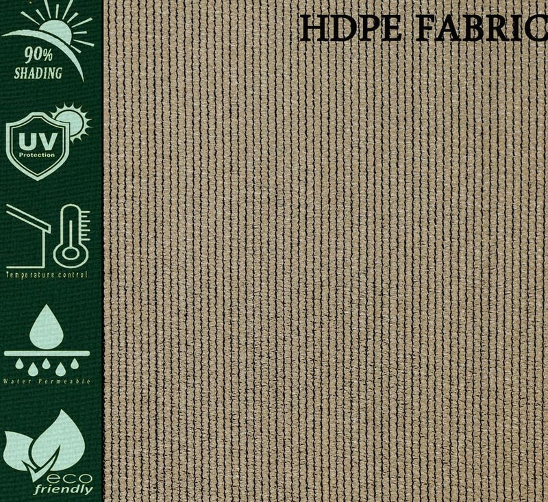 GREEN DECOR-HDPE Fabric Self Fold with SS Eyelet Sun Shade Sails 85-90% Protection from Sun & UV Rays Ideal for CarParking,Outdoor Garden,Balcony,Tent(Beige Black Color, 9.5 X 18 Feet) Pack of 1 Pc - Image 3