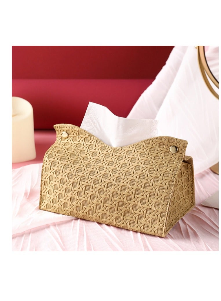 Leather Tissue Box Cover Home Decorations for Living Room, Bedroom and Office  Car Tissue Holder Tissue Holder Tissue Box Holder for Car Tissue Box Cover for Car Khaki Yellow Color - Image 1