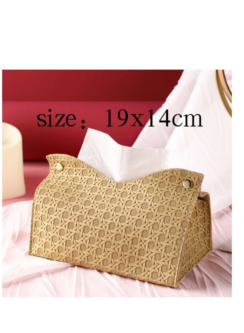 Leather Tissue Box Cover Home Decorations for Living Room, Bedroom and Office  Car Tissue Holder Tissue Holder Tissue Box Holder for Car Tissue Box Cover for Car Khaki Yellow Color - Image 2