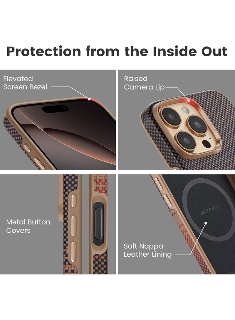 pitaka for iPhone 16 Pro Case Compatible with MagSafe, Shockproof Case iPhone 16 Pro , 1500D Aramid Fiber and TPU Combined Grade Protective Case - Sunset