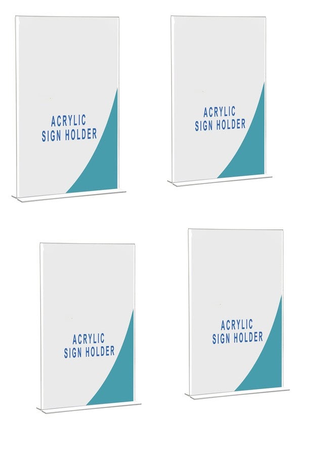 Shuban Acrylic Sign Holder Table Sign Holder Double Sided T Shape Clear Plastic Desktop Display Holder Vertical Menu Stand Sign Holders for School, Office, Hotel, Party (04 X 6 Inch -4Pcs) - Image 1