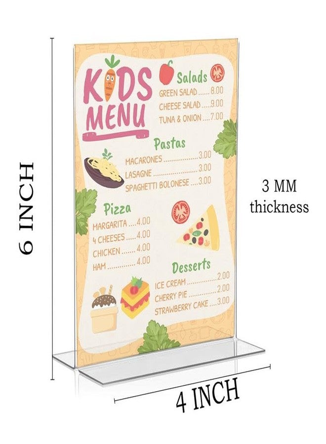 Shuban Acrylic Sign Holder Table Sign Holder Double Sided T Shape Clear Plastic Desktop Display Holder Vertical Menu Stand Sign Holders for School, Office, Hotel, Party (04 X 6 Inch -4Pcs) - Image 2