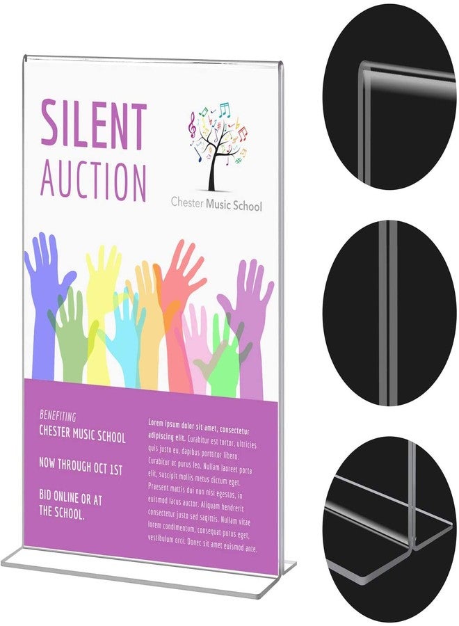 Shuban Acrylic Sign Holder Table Sign Holder Double Sided T Shape Clear Plastic Desktop Display Holder Vertical Menu Stand Sign Holders for School, Office, Hotel, Party (04 X 6 Inch -4Pcs) - Image 5