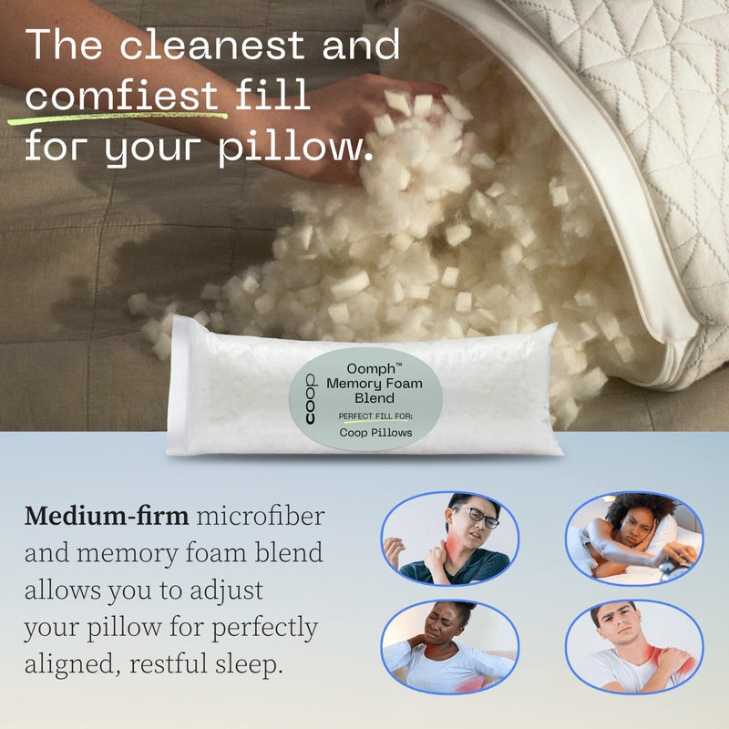 Coop Home Goods Coop Home Goods Extra Oomph Fill, Cross-Cut Memory Foam, Medium Density Pillow Fill, 1/2 Pound Bag, Refill to Customize Your Premium Adjustable Pillow, GREENGUARD Gold and CertiPUR-US Certified - Image 2