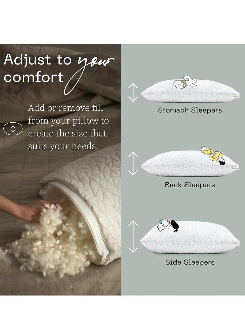 Coop Home Goods Extra Oomph Fill, Cross-Cut Memory Foam, Medium Density Pillow Fill, 1/2 Pound Bag, Refill to Customize Your Premium Adjustable Pillow, GREENGUARD Gold and CertiPUR-US Certified