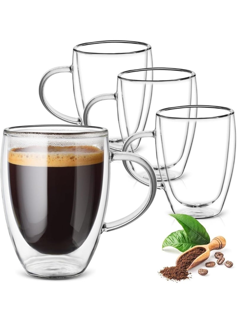 الكوتش أكواب قهوة شفافة حرارية مزدوجة الجدار – طقم 4 قطع – سعة 300 مل - Image 1