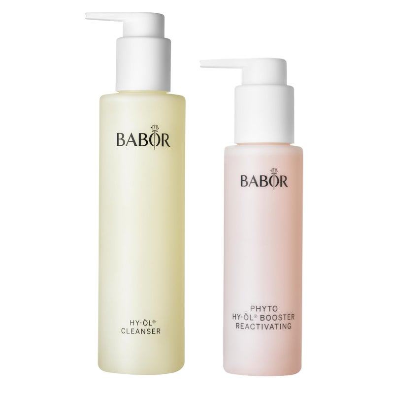 BABOR HY-OL Cleanser & Phyto HY-OL Booster Reactivating Set, Double Cleansing, Oil Cleanser and Makeup Remover Oil, Soothes and Reinvigorates Dry Skin - Image 1