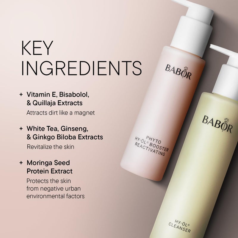 BABOR HY-OL Cleanser & Phyto HY-OL Booster Reactivating Set, Double Cleansing, Oil Cleanser and Makeup Remover Oil, Soothes and Reinvigorates Dry Skin - Image 3