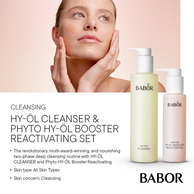 BABOR HY-OL Cleanser & Phyto HY-OL Booster Reactivating Set, Double Cleansing, Oil Cleanser and Makeup Remover Oil, Soothes and Reinvigorates Dry Skin - Image 2