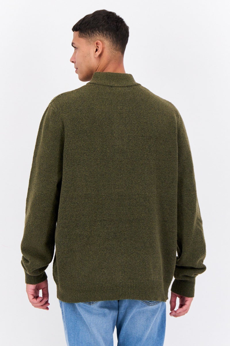 Thomas Sterling Men Mock Neck Knitted Sweater, Olive - Image 3