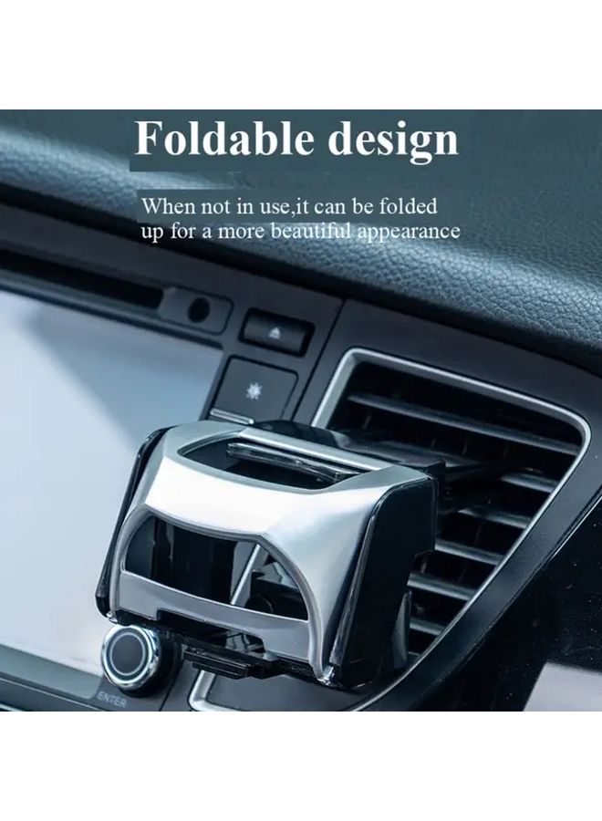 Silvery Foldable Car Cup Holder Air Vent Mount Non Slip Grip Space Saving Design - Image 2