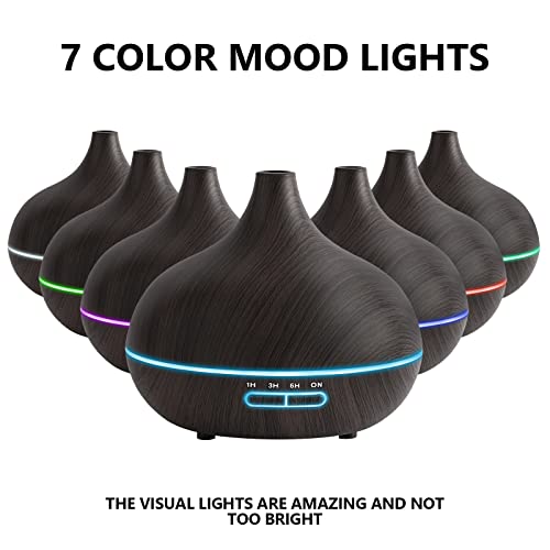SACATR Polypropylene (PP) Diffusers For Essential Oils Large Room, 550Ml Essential Oil Diffusers With Remote Control, Ultrasonic Oil Diffuser With Timer, 7 Colors Light For Bedroom - Image 5