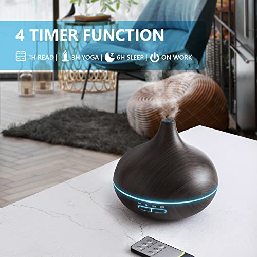 SACATR Polypropylene (PP) Diffusers For Essential Oils Large Room, 550Ml Essential Oil Diffusers With Remote Control, Ultrasonic Oil Diffuser With Timer, 7 Colors Light For Bedroom - Image 4