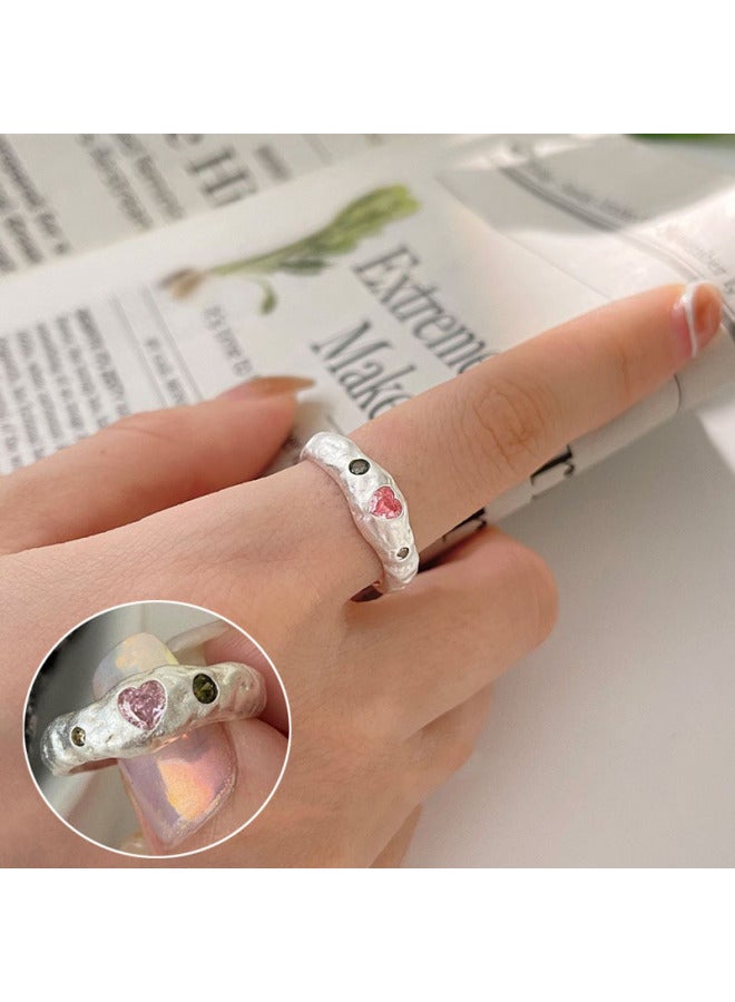 Basic Simple Plain Ring For Women Cool Style Brushed Matte S925 Silver-plated Open Ring, Versatile Women's Ring